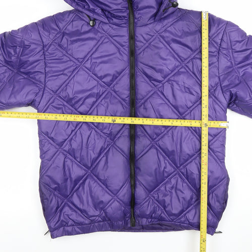 Kenneth Cole Women's Purple Quilted Hooded Puffer Jacket Size M