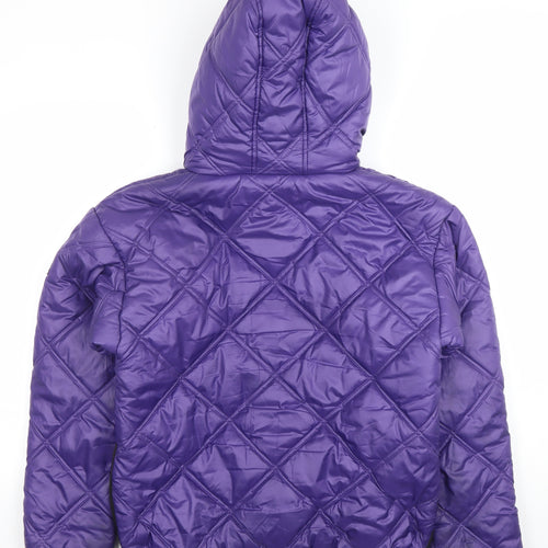 Kenneth Cole Women's Purple Quilted Hooded Puffer Jacket Size M
