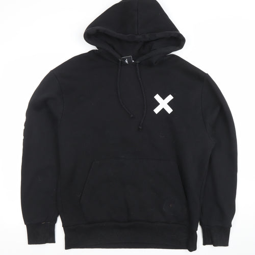 Collusion Men's Black Pullover Hoodie S Regular Fit Graphic Streetwear