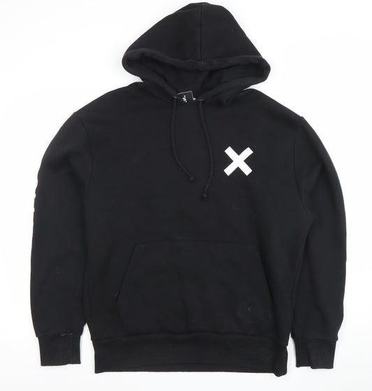 Collusion Men's Black Pullover Hoodie S Regular Fit Graphic Streetwear