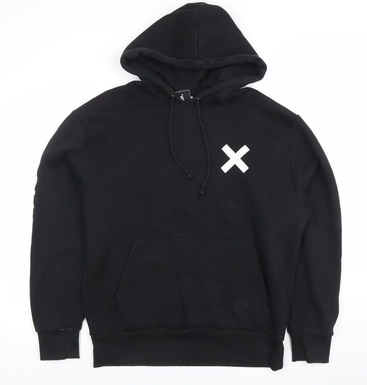 Collusion Men's Black Pullover Hoodie S Regular Fit Graphic Streetwear