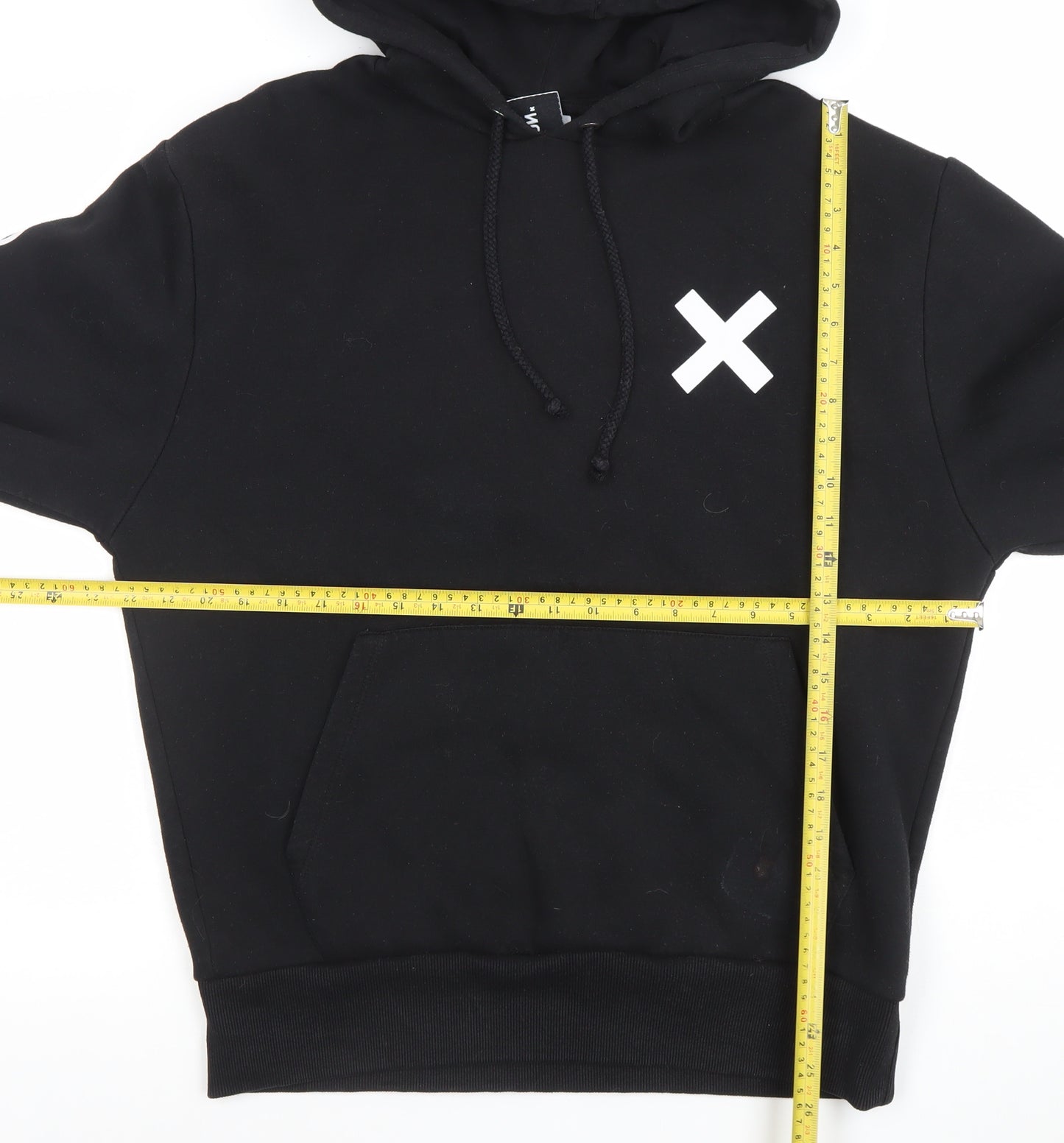 Collusion Men's Black Pullover Hoodie S Regular Fit Graphic Streetwear