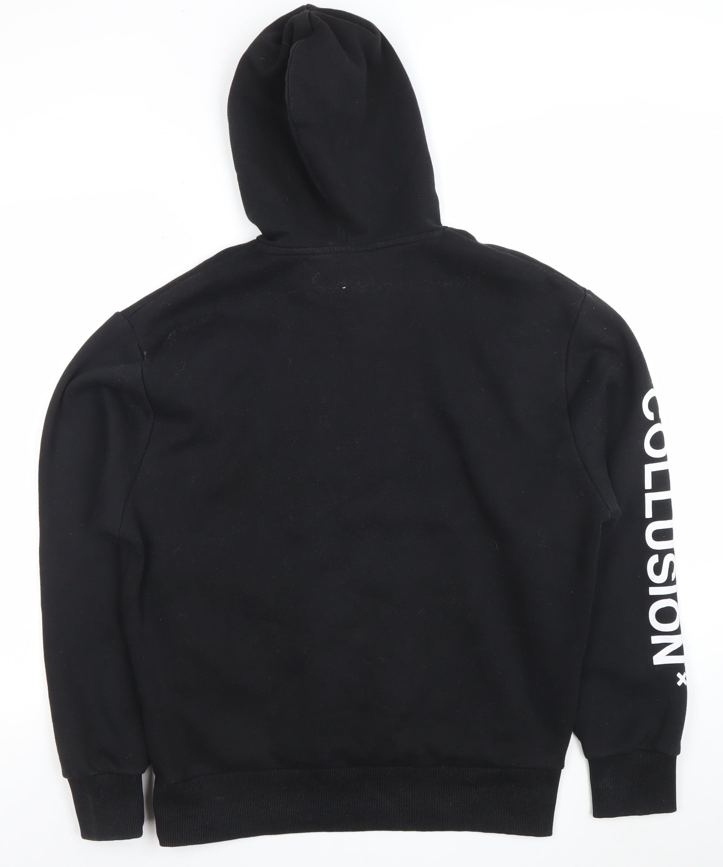 Collusion Men's Black Pullover Hoodie S Regular Fit Graphic Streetwear
