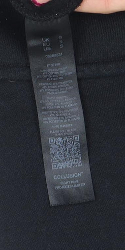 Collusion Men's Black Pullover Hoodie S Regular Fit Graphic Streetwear