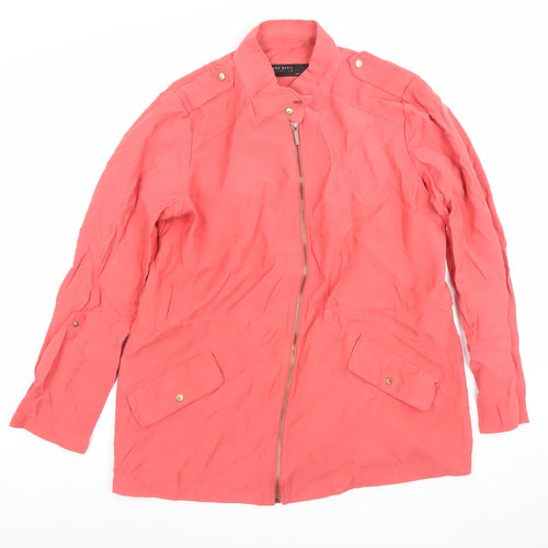 Zara Womens Pink Mid-Length Viscose Parka Jacket Size 12