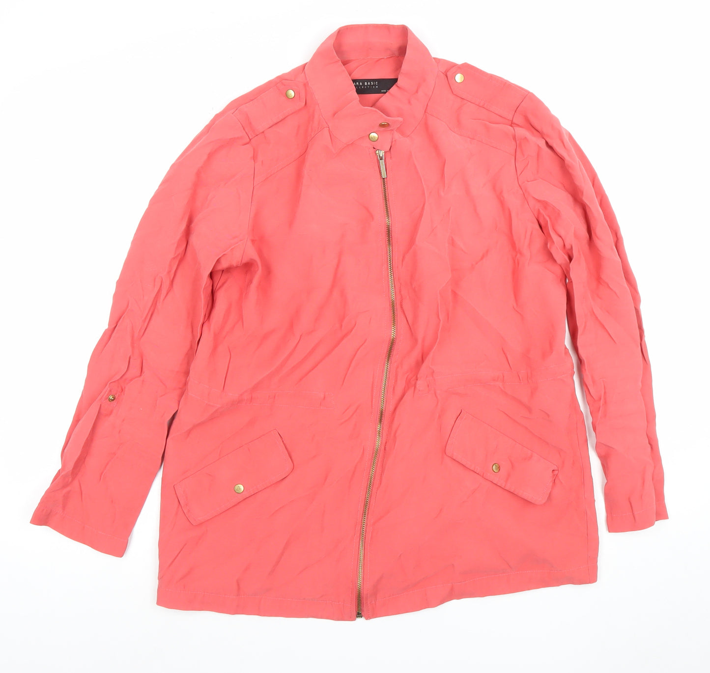 Zara Womens Pink Mid-Length Viscose Parka Jacket Size 12