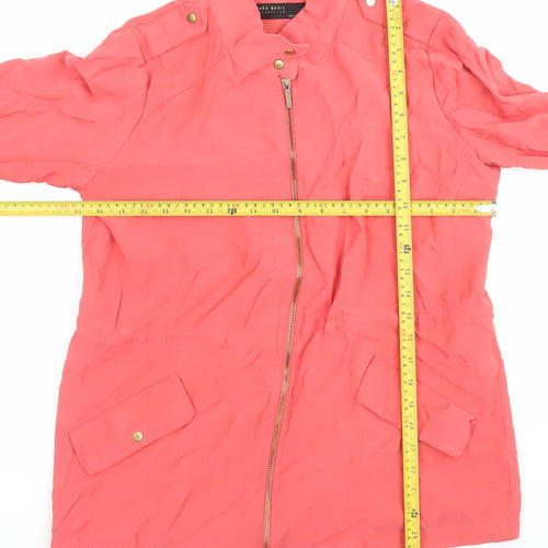 Zara Womens Pink Mid-Length Viscose Parka Jacket Size 12