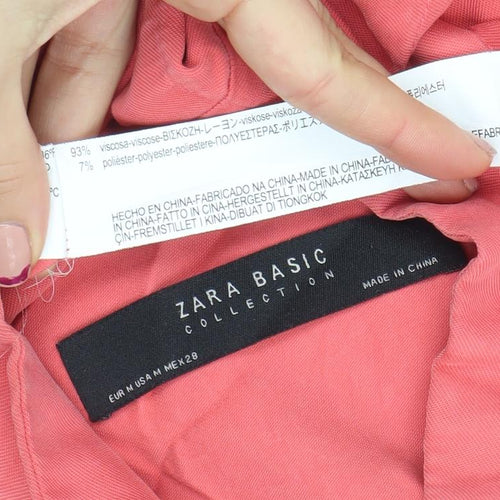 Zara Womens Pink Mid-Length Viscose Parka Jacket Size 12