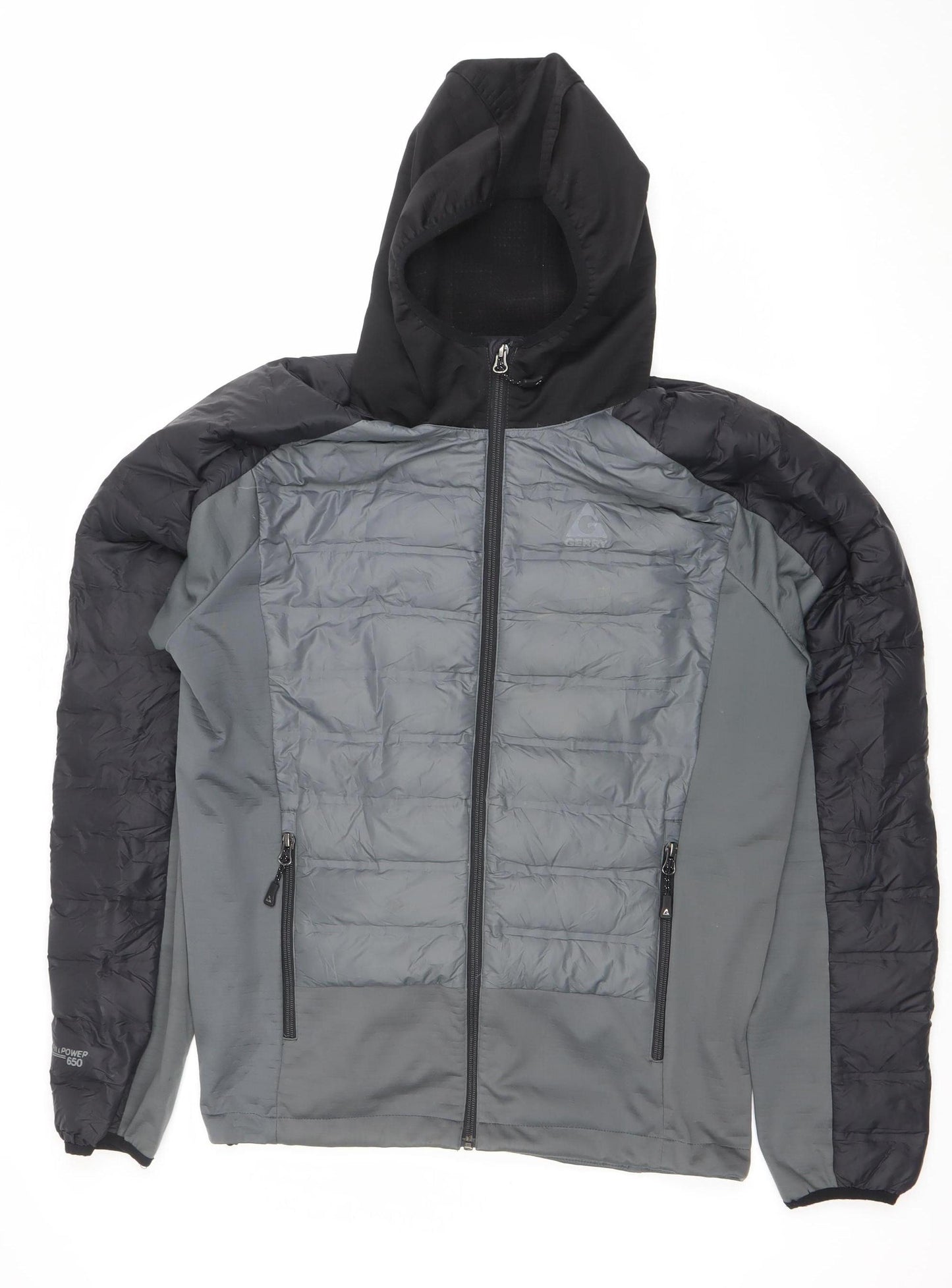 Gerry Men’s Grey Hooded Puffer Jacket M Down Insulated Casual Outdoor