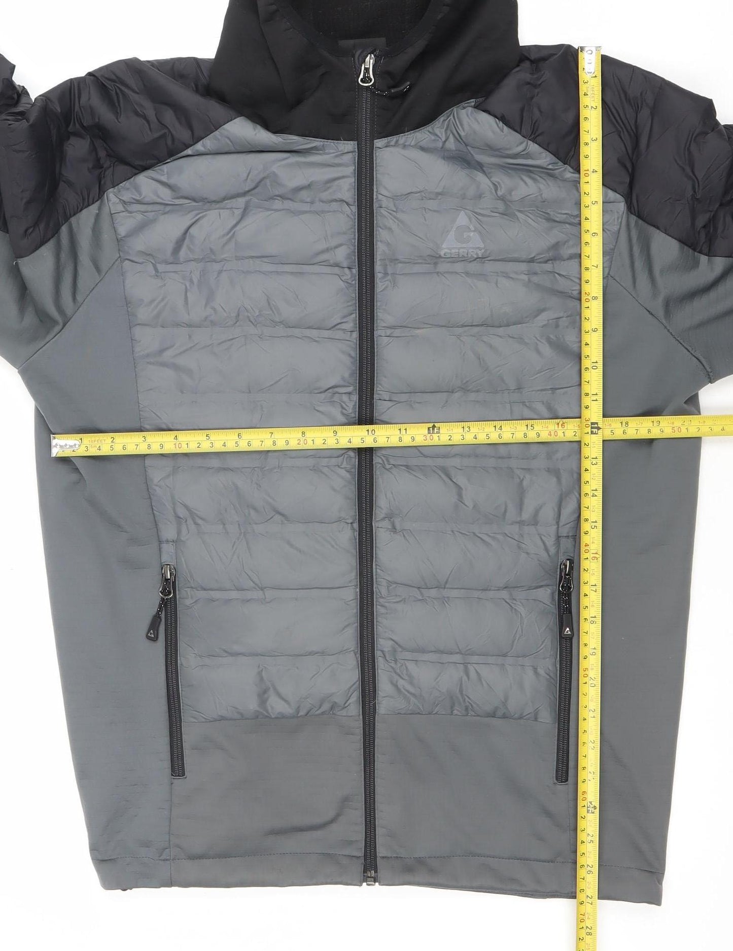 Gerry Men’s Grey Hooded Puffer Jacket M Down Insulated Casual Outdoor