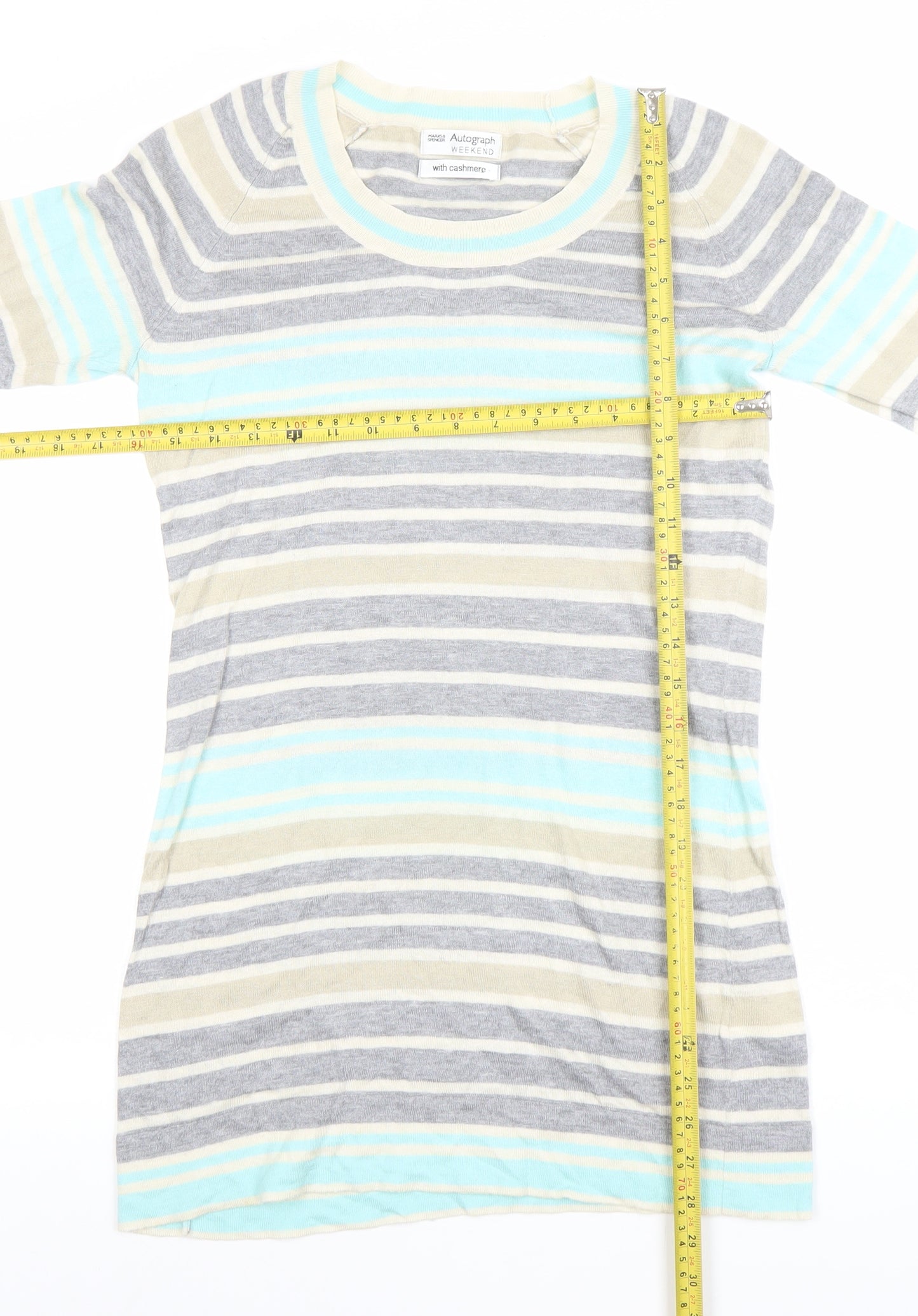Marks and Spencer Women’s Multicoloured Striped Cashmere Blend Jumper UK 10