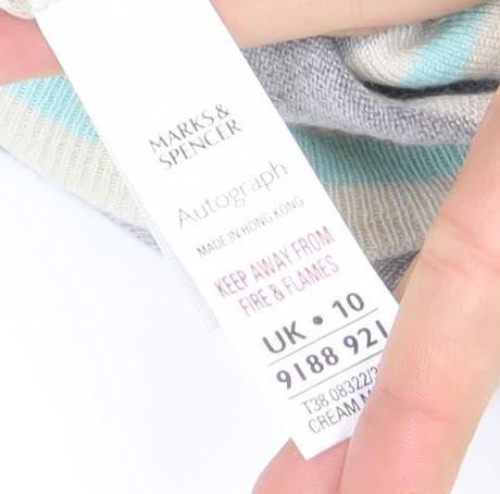 Marks and Spencer Women’s Multicoloured Striped Cashmere Blend Jumper UK 10