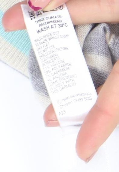 Marks and Spencer Women’s Multicoloured Striped Cashmere Blend Jumper UK 10