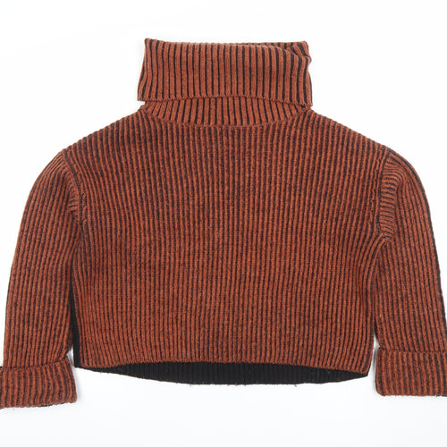 Topshop Womens Multicoloured Wool Roll Neck Chunky Knit Jumper XS