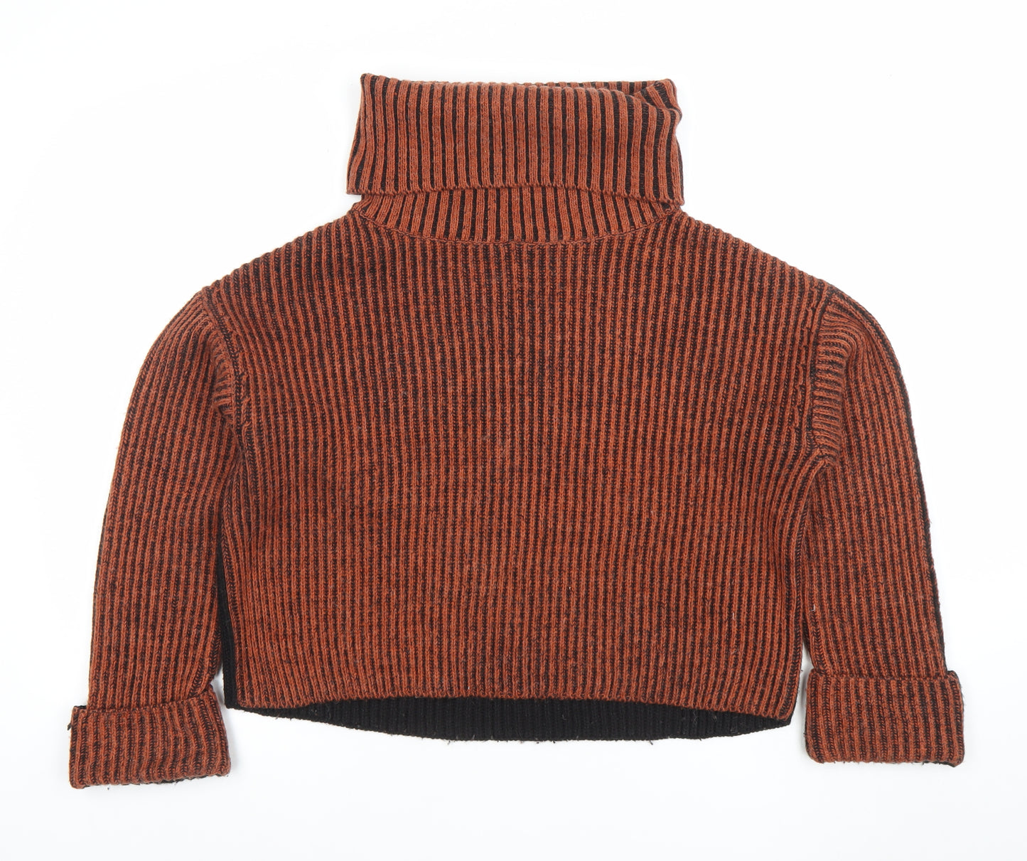Topshop Womens Multicoloured Wool Roll Neck Chunky Knit Jumper XS