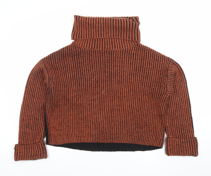 Topshop Womens Multicoloured Wool Roll Neck Chunky Knit Jumper XS