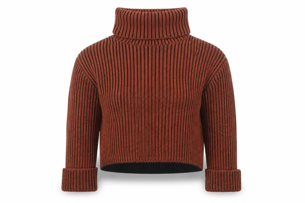Front view of Topshop women’s multicoloured wool roll neck chunky knit jumper xs
