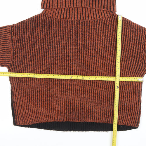 Topshop Womens Multicoloured Wool Roll Neck Chunky Knit Jumper XS