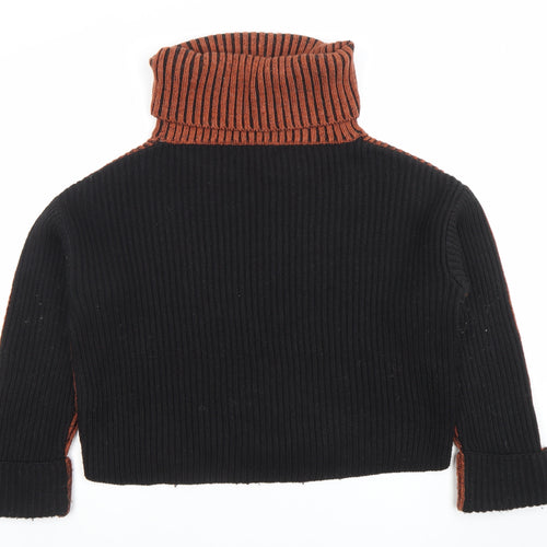 Topshop Womens Multicoloured Wool Roll Neck Chunky Knit Jumper XS