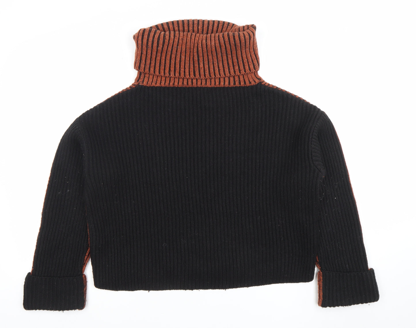 Topshop Womens Multicoloured Wool Roll Neck Chunky Knit Jumper XS