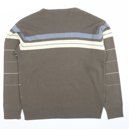 GINAARTI Men's Brown Check Acrylic Pullover Jumper Size L