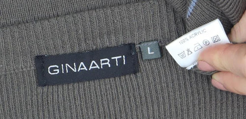 GINAARTI Men's Brown Check Acrylic Pullover Jumper Size L