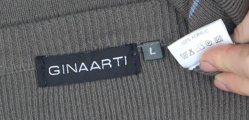 GINAARTI Men's Brown Check Acrylic Pullover Jumper Size L