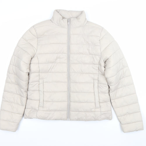 Primark Womens Beige Puffer Jacket Size S Lightweight Quilted Coat