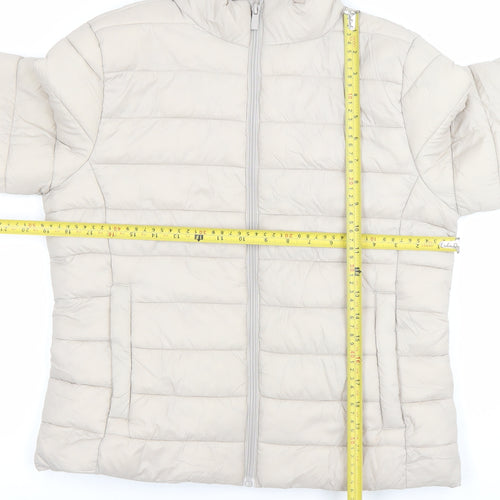 Primark Womens Beige Puffer Jacket Size S Lightweight Quilted Coat