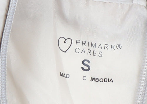 Primark Womens Beige Puffer Jacket Size S Lightweight Quilted Coat