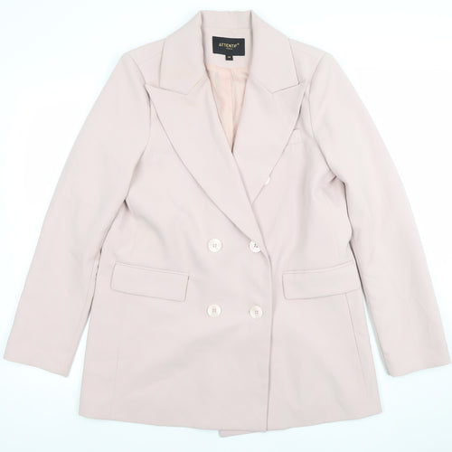 Attentif Paris Women’s Beige Double-Breasted Blazer Size 8 Classic Fit