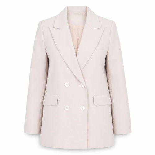 Attentif Paris Women’s Beige Double-Breasted Blazer Size 8 Classic Fit