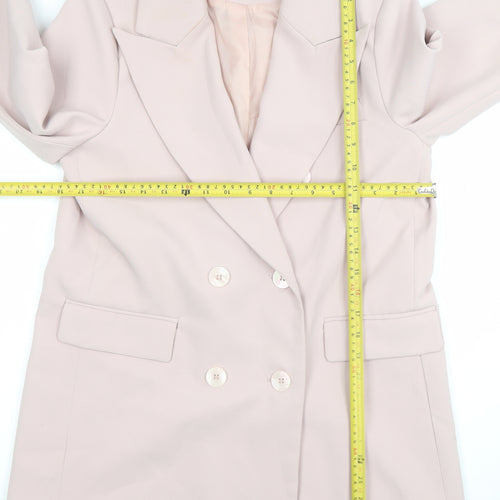 Attentif Paris Women’s Beige Double-Breasted Blazer Size 8 Classic Fit