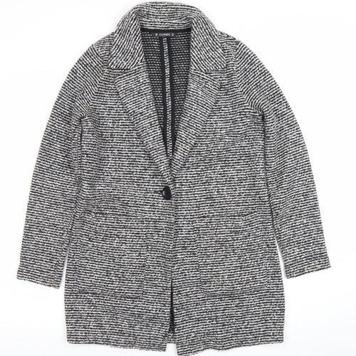 Dunnes Stores Women's Black Striped Wool Blend Mid-Length Coatigan S