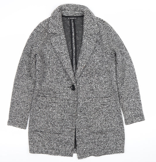 Dunnes Stores Women's Black Striped Wool Blend Mid-Length Coatigan S