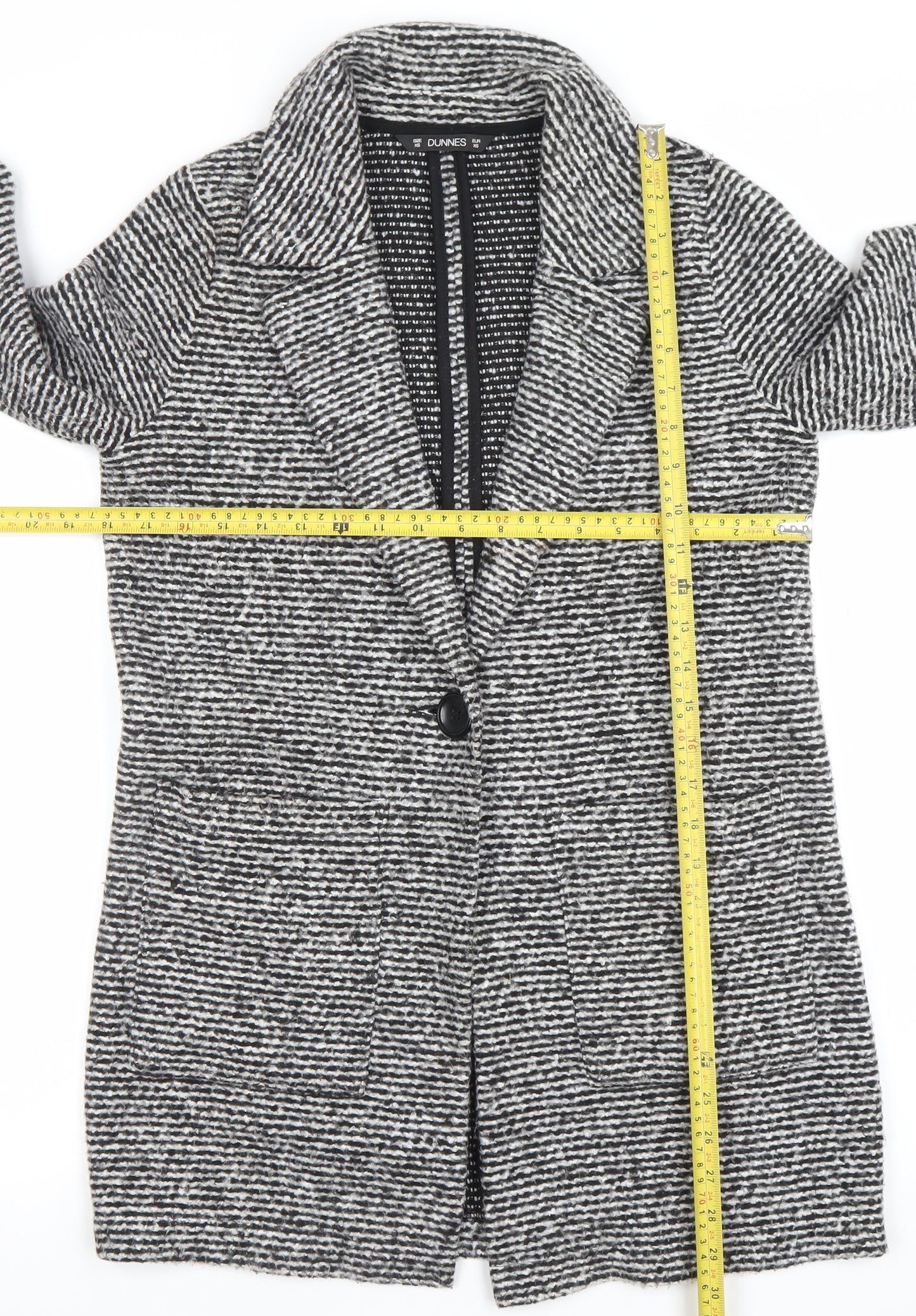 Dunnes Stores Women's Black Striped Wool Blend Mid-Length Coatigan S