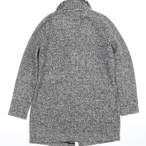 Dunnes Stores Women's Black Striped Wool Blend Mid-Length Coatigan S