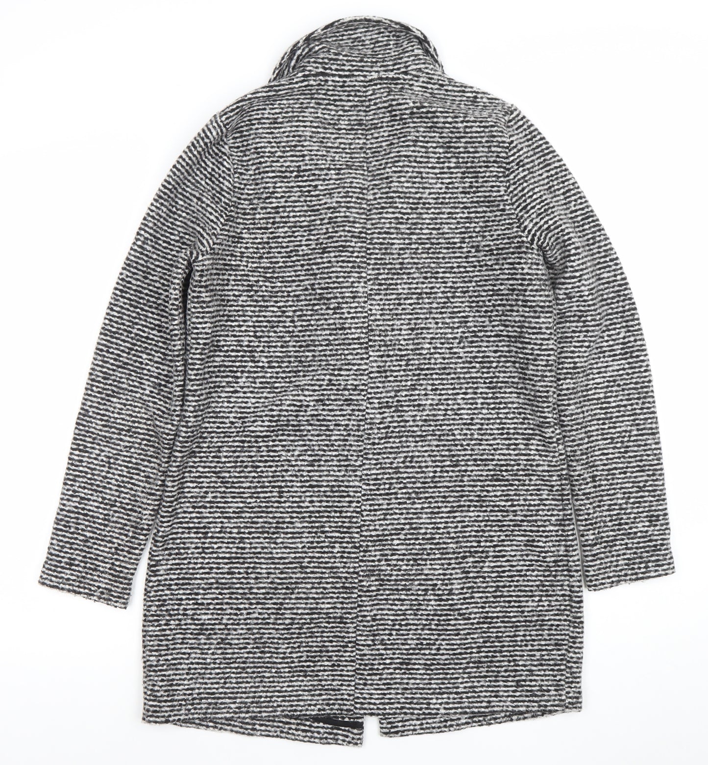 Dunnes Stores Women's Black Striped Wool Blend Mid-Length Coatigan S