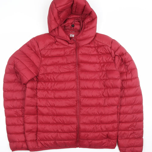 Dunnes Stores Womens Red Hooded Puffer Jacket L Shower Resistant