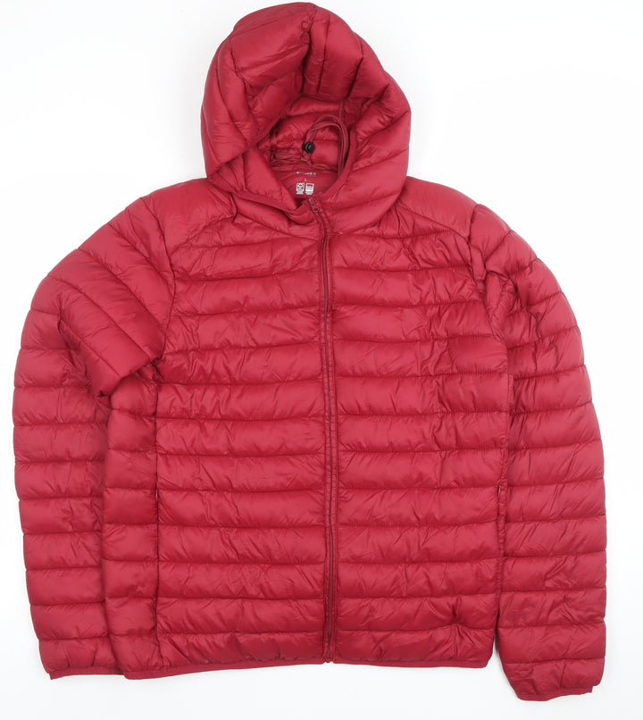 Dunnes Stores Womens Red Hooded Puffer Jacket L Shower Resistant