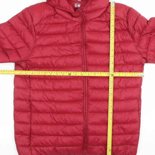 Dunnes Stores Womens Red Hooded Puffer Jacket L Shower Resistant