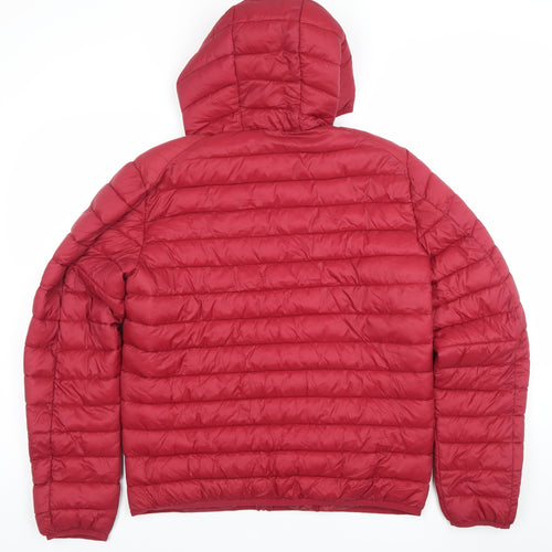 Dunnes Stores Womens Red Hooded Puffer Jacket L Shower Resistant