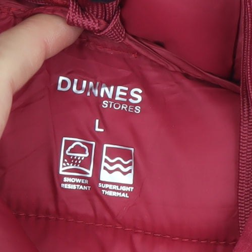 Dunnes Stores Womens Red Hooded Puffer Jacket L Shower Resistant