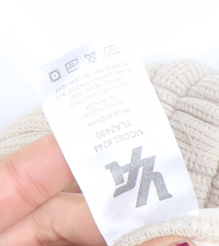 YoungLA Womens Beige Jogger Trousers Size S Elastic Waist Ribbed Cotton Blend