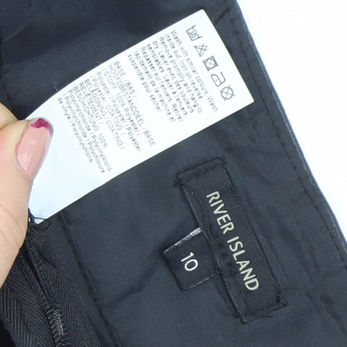 River Island Womens Black Faux Leather Fringe Mini Skirt Size 10