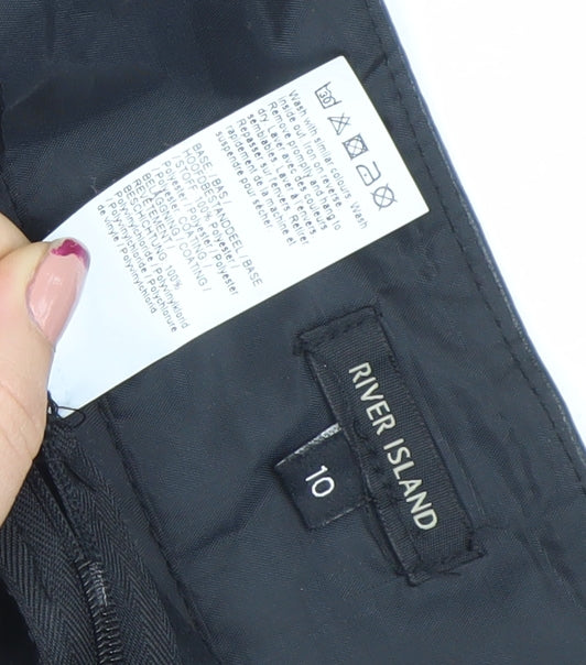 River Island Womens Black Faux Leather Fringe Mini Skirt Size 10