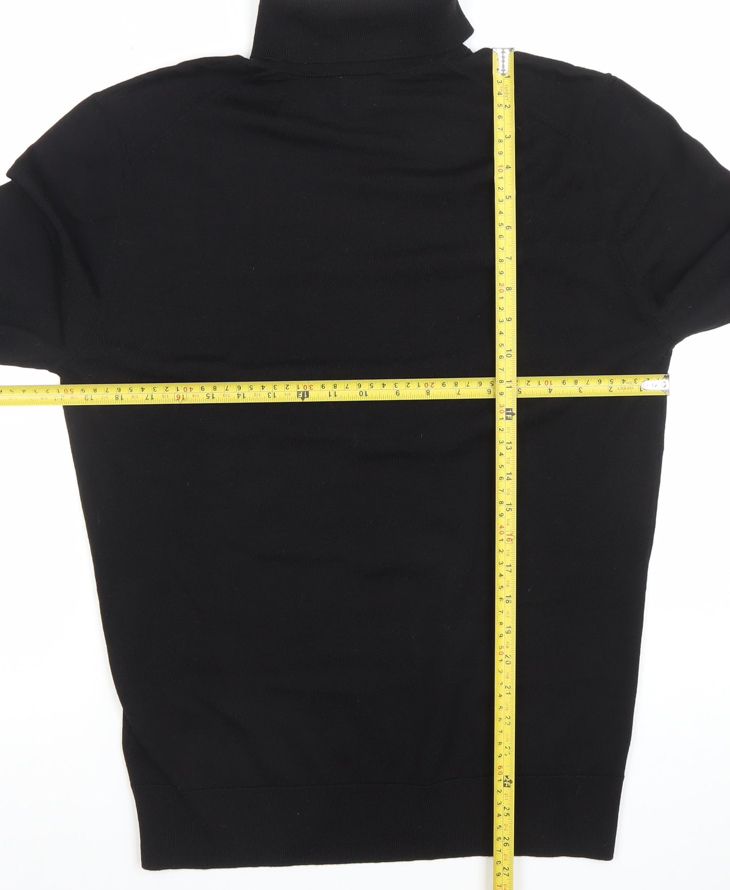 H&M Men Black Wool Roll Neck Jumper M Slim Fit Knit Pullover