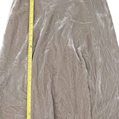 Marks and Spencer Women Beige Velvet A-Line Midi Skirt Size 12