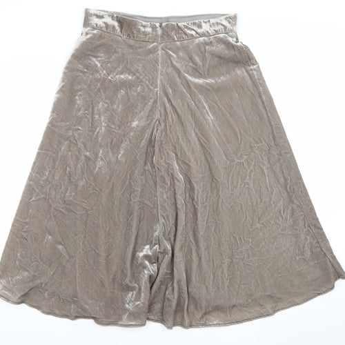Marks and Spencer Women Beige Velvet A-Line Midi Skirt Size 12