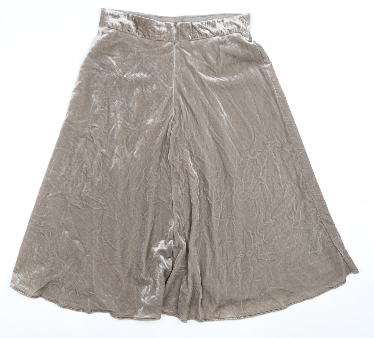 Marks and Spencer Women Beige Velvet A-Line Midi Skirt Size 12